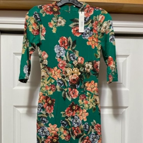 Alice + Olivia Teal Delora Bodycon Fitted Midi Stretch Dress SZ 0 NWT - Picture 7 of 9